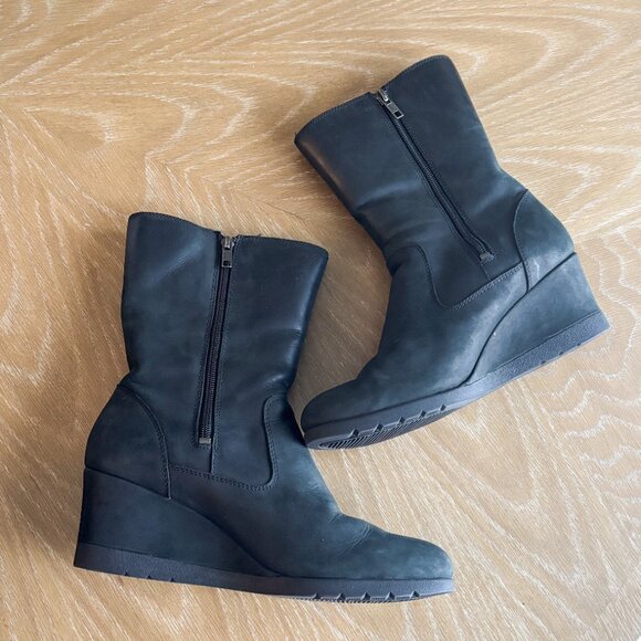 UGG Joely Black wedge mid calf Winter Wedge Boots - Picture 4 of 7